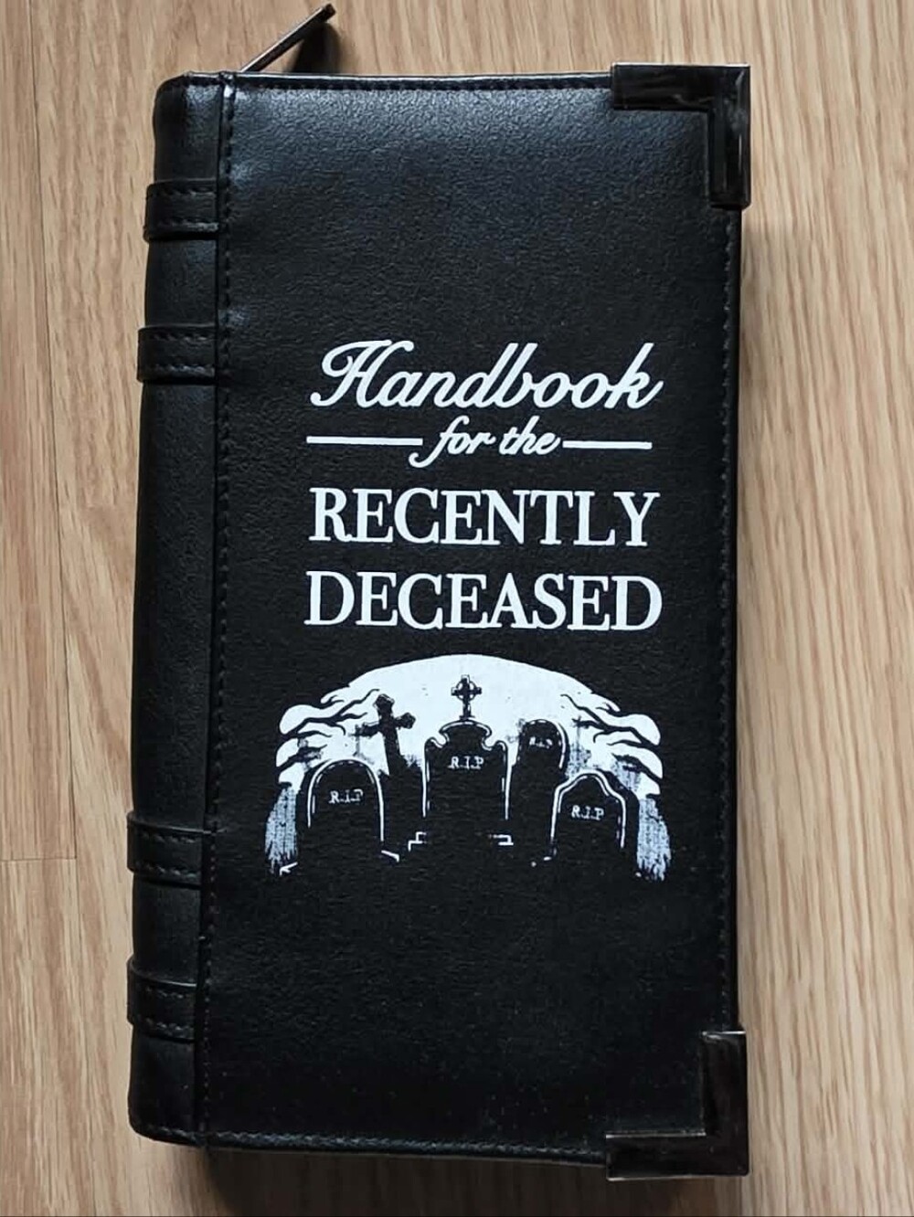 Black 'Handbook for the Recently Deceased' Zip Wallet